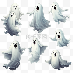 矢量插人物图片_卡通万圣节幽灵幽灵幽灵和神秘幻