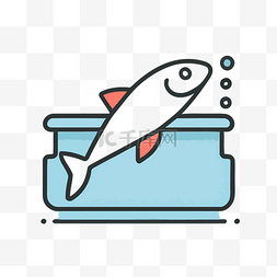 鱼在锅里游泳的图标 向量