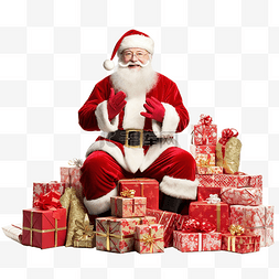 拿着钞票的图片_快乐的圣诞老人，拿着钞票坐在圣