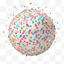 新年廣告图片_五彩纸屑球 3d 插图