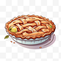 手绘蛋糕插图图片_苹果派手绘矢量图传统感恩节和圣