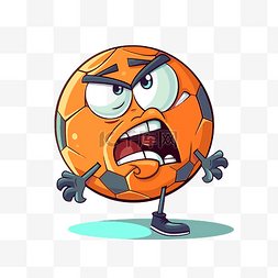 有趣的足球剪贴画卡通橙色足球人