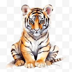 可爱的水彩老虎