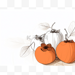 柿子线条图片_新鲜柿子与叶子插图抽象背景 tumbl