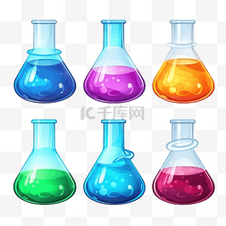 化学器皿玻璃图片_设置万圣节和化学用的化学烧瓶瓶