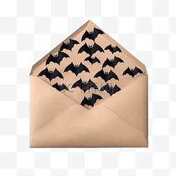 飞出礼盒图片_黑蝙蝠从牛皮纸信封中飞出的万圣