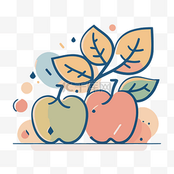 苹果描绘图片_两个带叶子的苹果来创建平面图标