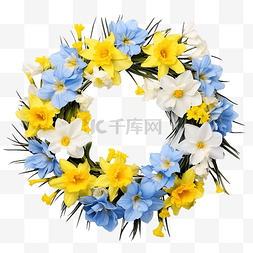 水仙图片_水仙和菊苣花的花环