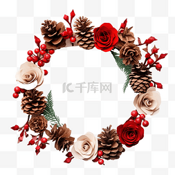 玫瑰木图片_圣诞花环，上面有一张纸，上面装