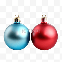 美丽的蓝色和红色圣诞球隔离在白