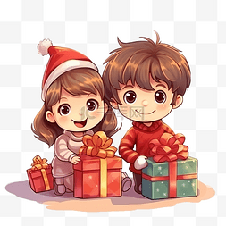 坐着婴儿图片_可爱的小女孩和男孩在圣诞树下微