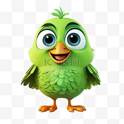 快乐的小鸟图片_绿色的小鸟卡通人物