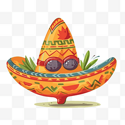 墨西哥帽子图片_墨西哥帽子卡通嘉年华草帽剪贴画
