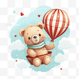 可爱的气球里的熊可爱的圣诞卡通
