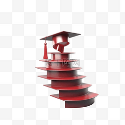 带书螺旋楼梯和毕业帽的红针实现