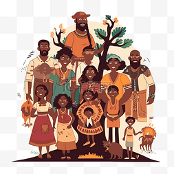 祖先剪贴画非洲家庭群体插画矢量