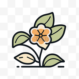 白色橙花图片_一个带有叶子和叶子的花的图标 