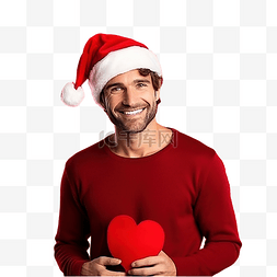 很酷的男孩图片_戴着圣诞帽红色空间有心形的黑发