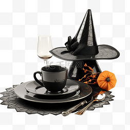 女巫的帽子作为装饰元素万圣节餐