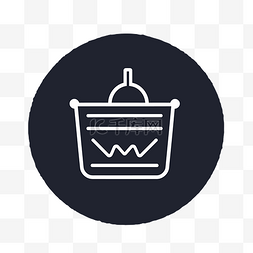 家政图标图标图片_黑色背景矢量图上的自助洗衣店篮