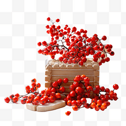 感恩节快乐装饰，木制的罗文浆果