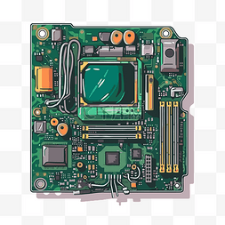 主板剪贴画 计算机主板卡通插图 