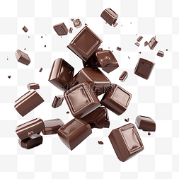 熔化图片_特写巧克力立方体掉落孤立 3D 插