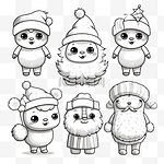使用圣诞服装复制图片儿童游戏和带有可爱羊驼的着色页