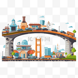 画图片_基础设施剪贴画 城市桥梁上的十