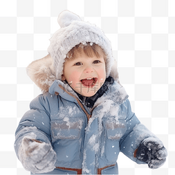 小帅哥在公园玩雪