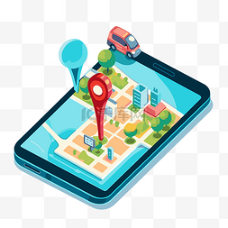 城市智能图片_GPS 剪贴画矢量等距地图与智能手