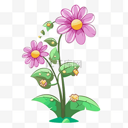 花卉设计剪贴画花矢量图与蜜蜂卡