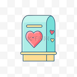 粉红色背景的心形邮箱，带有心形