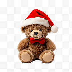 毛茸茸的小熊图片_戴着红色圣诞帽的小可爱棕色泰迪
