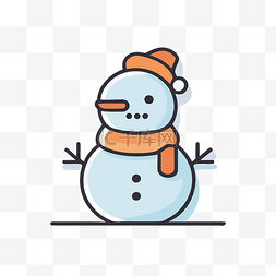 雪人冷图片_带围巾和帽子的冷雪人图标 向量