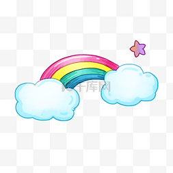 卡通儿童节图片_绘画情人节云朵彩虹