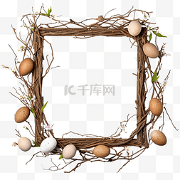 植物由图片_由柳枝复活节框架制成的方形框架