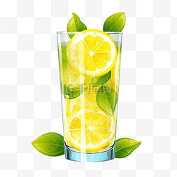 一杯柠檬水PNG插图