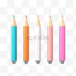 彩色铅笔素材图片_3d 插图彩色铅笔橡皮擦
