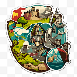 骑士和图片_带有骑士和中世纪战争图片的插图