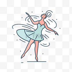 icon芭蕾图片_身穿蓝色连衣裙在空中跳舞的风格