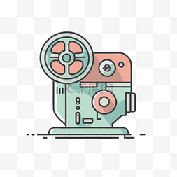 电影放映机图标图片_灰色背景上的电影放映机图标 向