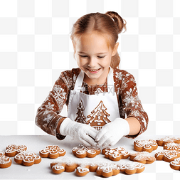 包着的糖果图片_戴着手套烘烤圣诞姜饼的小女孩
