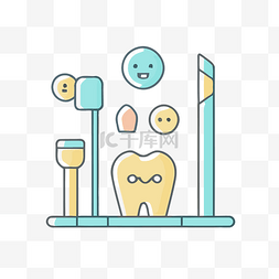 牙齿牙齿图标牙科护理轮廓标志 