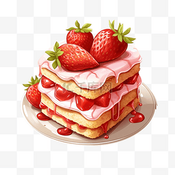 奶油烩饭图片_草莓蛋糕插画