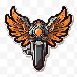 带有橙色和黑色摩托车徽章翅膀的