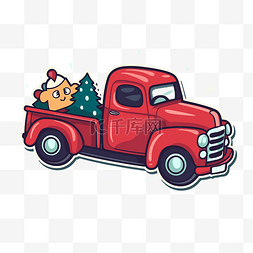 有狗和圣诞树的圣诞卡车 向量