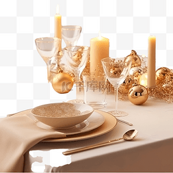 美食桌面图片_时尚的餐桌布置，配有燃烧的蜡烛