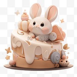 粉色渲染图图片_3d 兔子蛋糕图