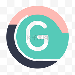 字母g白色图片_深蓝绿色和浅粉色风格 向量